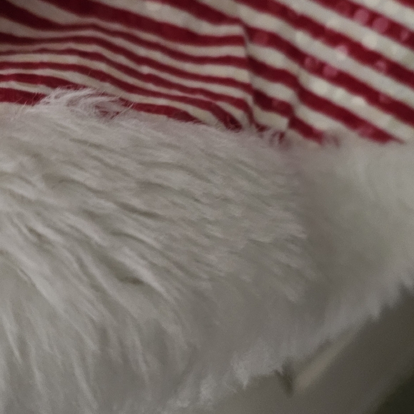 GIRLS BONNIE JEAN RED WHITE CANDY CANDY STRIPED SANTA DRESS  FAUX FUR SIZE  14 - Picture 6 of 8